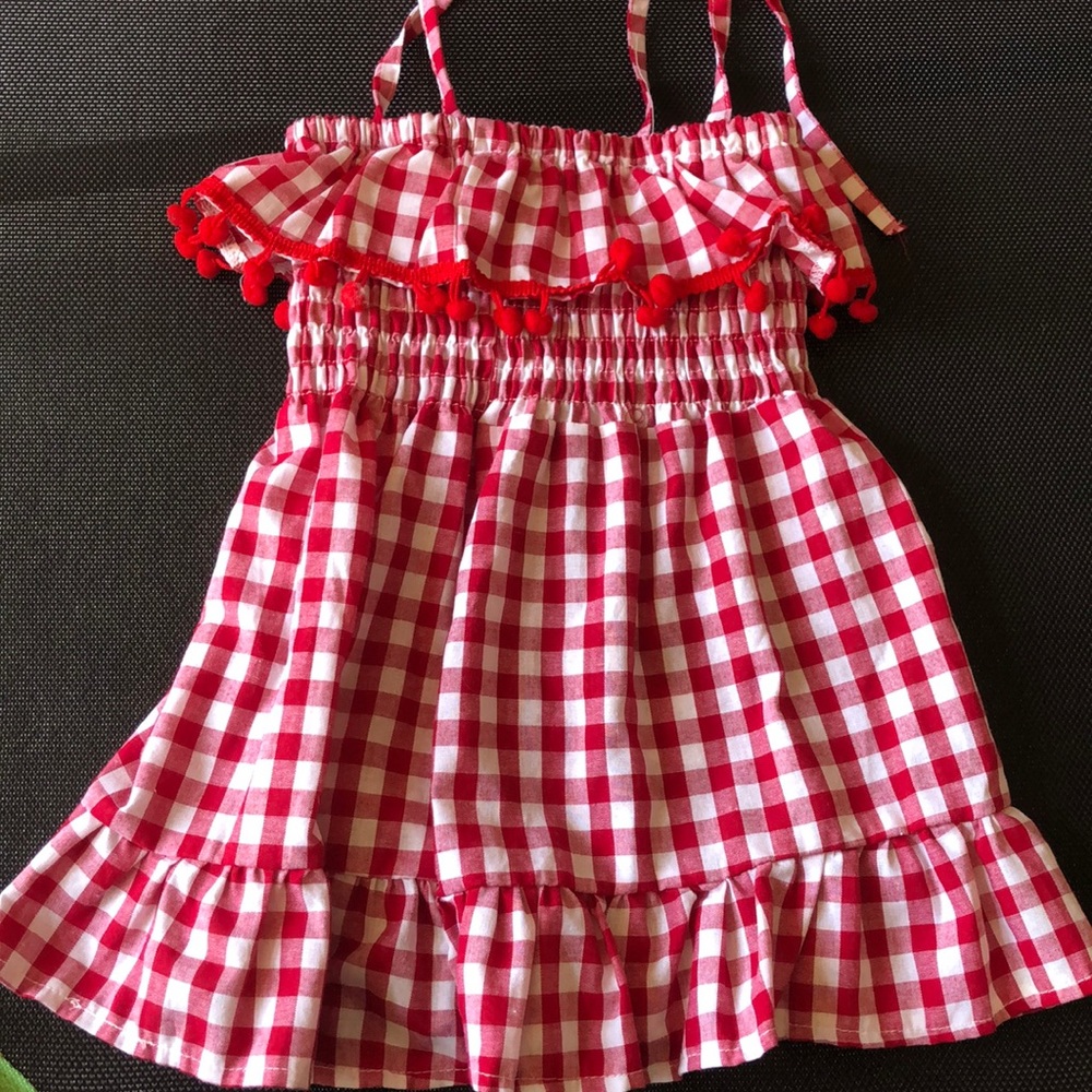 Red and white gingham dress